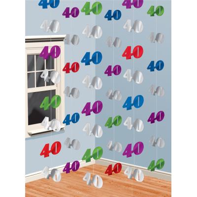 Guirlandes anniversaire verticales 40 ans (x6)