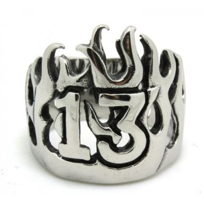 bague 13 à flammes 11uschevaliere homme biker rock roll