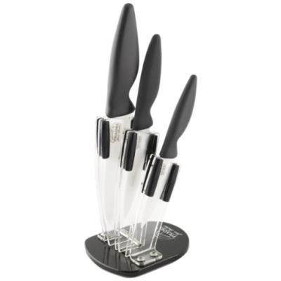 Pradel jean dubost 167/10533 bloc plexi avec 3 couteaux lame céramique blanc noir