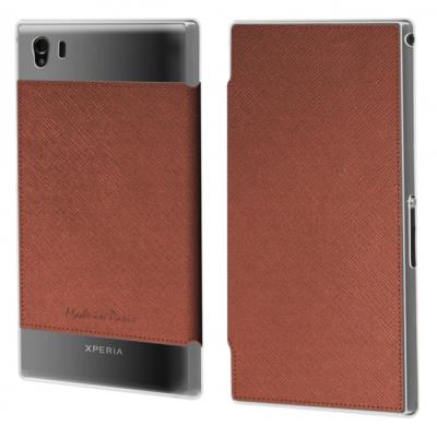 Muvit Mfx Made in Paris Crystal Folio - Flip cover voor mobiele telefoon - kristal, rood/goud - voor Sony XPERIA Z1 Compact