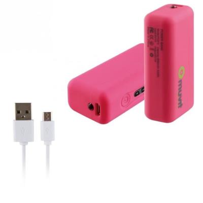 MUVIT Power Bank - Banque d'alimentation - 2600 mAh - 1 A (USB) - sur le câble : Micro-USB - rose