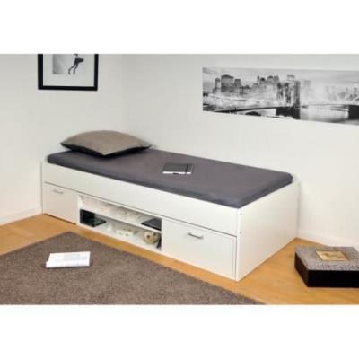 TESS Lit enfant 90x190 cm + rangements intégrés - Blanc