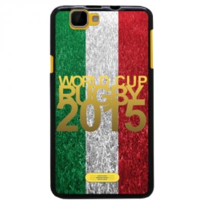 Coque Souple en gel pour Wiko Rainbow avec impression logo rugby doré et drapeau de l'Italie