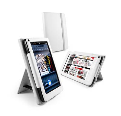 Tuff-Luv Bi-Stand Etui housse en cuir artificiel support inclus pour Kindle Fire - blanc