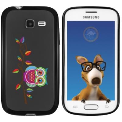 Coque Souple en gel noir pour Galaxy Trend Lite avec impression Motifs chouette sur une branche