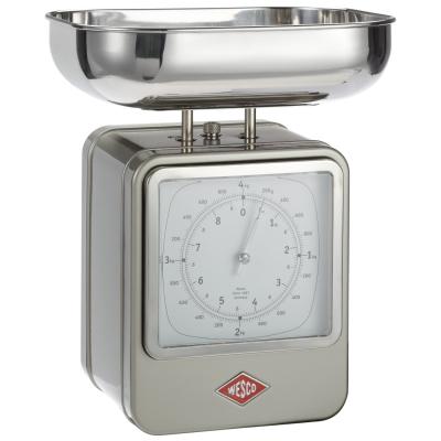 K?CHENWAAGE MIT UHR SILB. NEUSILBER