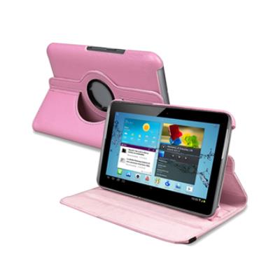Etui aspect cuir rose support rotatif pour Samsung Galaxy Tab 3 7 pouces