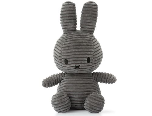 Peluche Miffy lapin velours côtelé 24 cm Gris