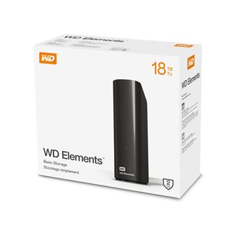 Disque Dur Externe Western Digital Elements Desktop WDBWLG0180HBK 18 To  Noir - Disques durs externes