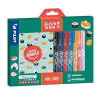 Coffret 7 Stylos roller Pilot Pen FriXion Sushi avec carnet de notes
