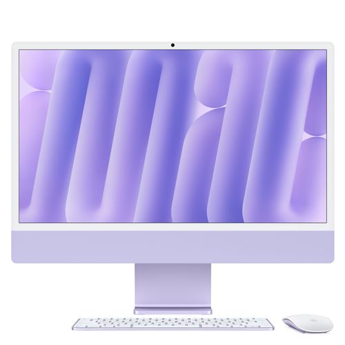 Apple iMac 24 écran rétina 4,5K 512 Go SSD 16 Go RAM Puce M4 CPU 10 cœurs GPU 10 cœurs Mauve