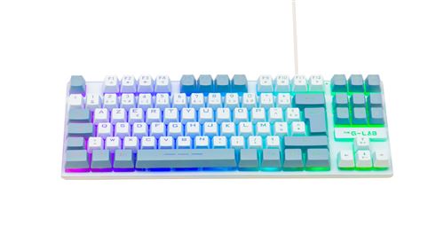Clavier Gaming filaire Azerty The G-Lab Keyz Caesium Blanc et Gris Clavier Gaming filaire Azerty The G-Lab Keyz Caesium Blanc et Gris