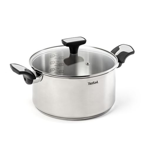 Faitout Tefal Emotion 24 cm + couvercle en verre Inox
