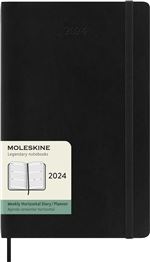 Agenda civil semainier horizontal Moleskine 2024 12 mois Grand Format Couverture Souple Noir