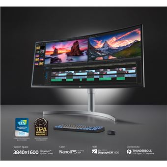Ecran PC LG 38WN95CP-W 38" Incurvé UltraWide QHD+ Gris et blanc