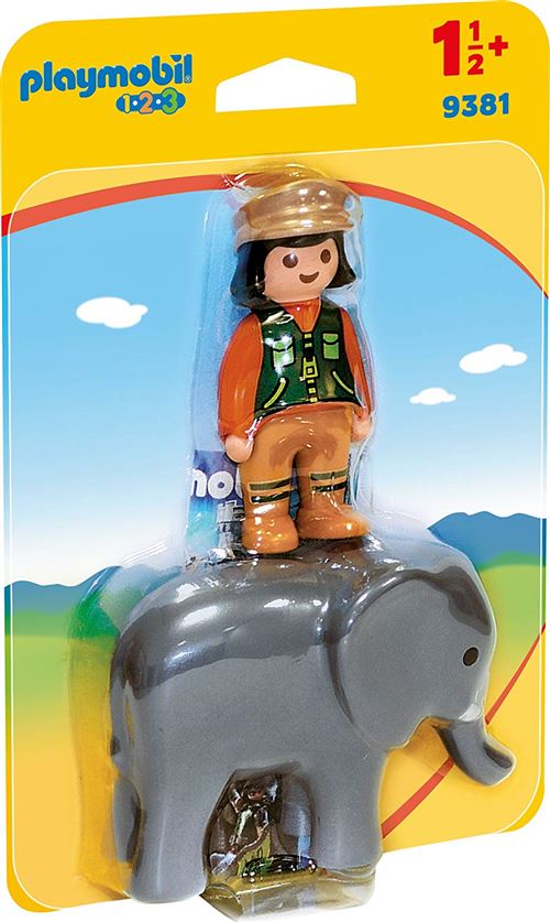 Figurine avec éléphant Playmobil Soigneuse avec éléphanteau