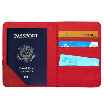Porte-passeport Avec Protection RFID - Motif Fleurs - 1 Poche Passeport + 4 Poches Cartes - 10,5x14 Cm - 2