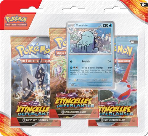 Pokemon Cartes À Collectionner Pokémon Ev08 Pack 3 Boosters Ecarlates Et Violet Etincelles Déferlantes Modèle Aléatoire