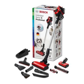 Aspirateur Balai Bosch Unlimited 6 - Sans Fil, Autonomie 30min - Brosse Motorisée - Batterie Power For All - Bleu
