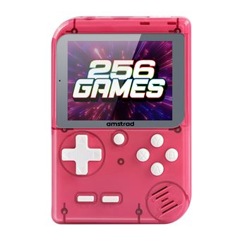 Console de jeu portable Amstrad Transparent Rouge avec 256 jeux et batterie rechargeable