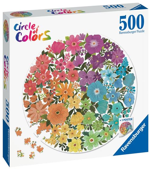 Puzzle rond 500 pièces Ravensburger Fleurs Circle of Colors