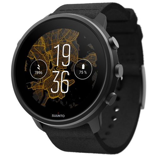 Suunto 7 - Sporthorloge met riem - microvezel textiel - zwart - afmeting pols: 130-220 mm - Bluetooth, Wi-Fi, NFC - 51.9 g - matzwart titanium