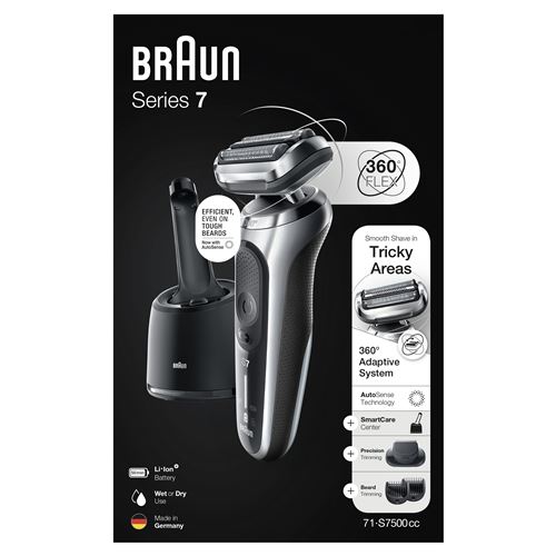 Braun rasoir series 7 - avec centre smart care - argené