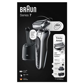 Rasoir Series 7 71-S7500cc Wet & Dry, Centre SmartCare et 1 Accessoire, Argent.