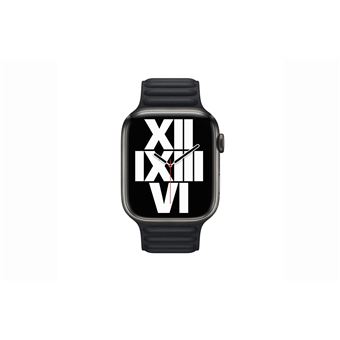 Bracelet Apple à maillons cuir 45 mm M/L pour Apple Watch Noir minuit