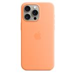 Coque en silicone avec MagSafe pour iPhone 15 Pro Max Sorbet à l'orange