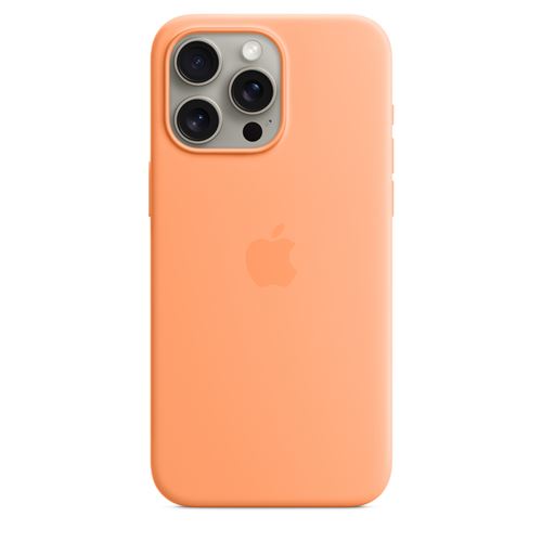 Apple Coque en silicone avec MagSafe pour iPhone 15 Pro Max Sorbet à l'orange