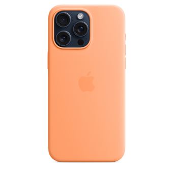 Coque en silicone avec MagSafe pour iPhone 15 Pro Max Sorbet à l'orange