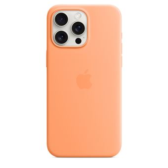 Coque en silicone avec MagSafe pour iPhone 15 Pro Max Sorbet à l'orange