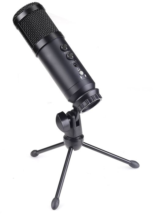 Microphone USB cardioïde à condensateur HMC UDMIC01 Noir