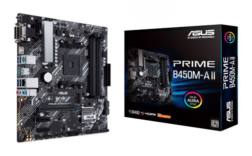 Carte mère ASUS PRIME B450M-A II micro ATX Socket AM4 Chipset AMD B450
