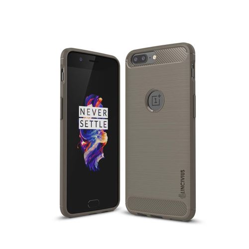 Coque Oneplus Plus5, Lincivius® [TPU BRUSHED CARBON], Housse Oneplus Plus5 Etui Hybride Bumper TPU Silicone Gris, Protection Antichoc