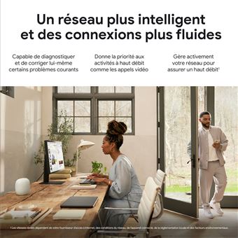 Google Nest Wifi Pro - Système Wi-Fi (routeur) - jusqu'à 120 m² - maillage - GigE - Wi-Fi 6E - Multi-Bande