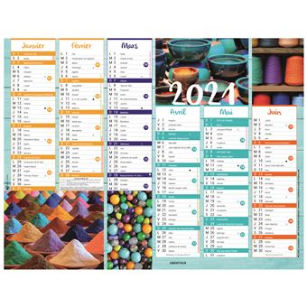 Calendrier 6 mois par face Oberthur Color Story 21 x 27 cm Modèle aléatoire