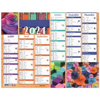 Calendrier 6 mois par face Oberthur Color Story 21 x 27 cm Modèle aléatoire