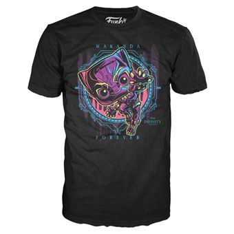 Figurine Funko Pop et Tee Marvel Blacklight Black Panther M