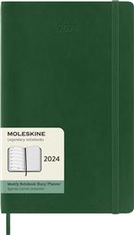 Agenda civil semainier Moleskine 2024 12 mois Grand Format Couverture Souple Vert Myrte