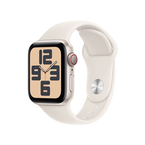 Apple Watch SE GPS + Cellular 40 mm Boîtier en Aluminium Lumière Stellaire avec Bracelet Sport Lumière Stellaire M/L version 2024