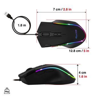 Souris Gaming filaire Spirit of Gamer GTA 250 RVB Noir