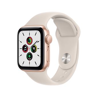Apple Watch SE GPS, 40mm boitier aluminium or avec bracelet sport Lumière Stellaire