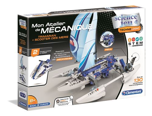 Jeu de construction Clementoni Atelier mécanique Trimaran et Scooter des mers