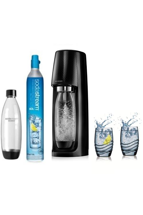 Pack machine à soda Sodastream Spirit Noire + 2 verres Sodastream 330ml offerts