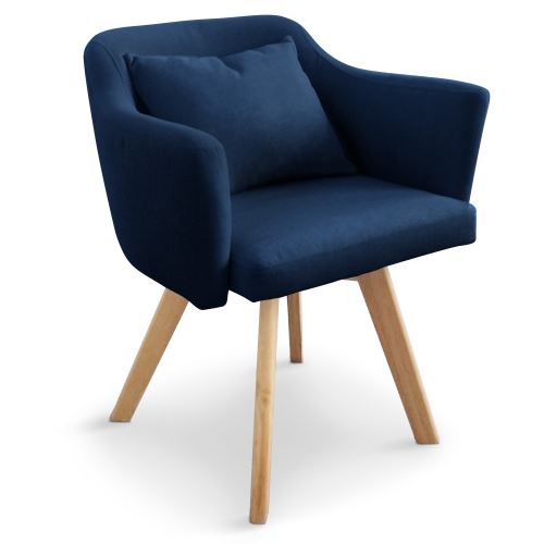 Paris Prix - Fauteuil Scandinave En Tissu delante 67cm Bleu