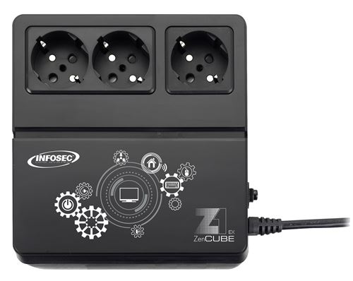 Onduleur 3 prises Infosec Z1 ZenCube EX 600 Noir et blanc
