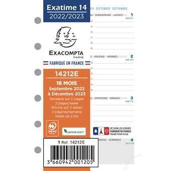 EXACOMPTA Recharge Exatime 17, 2023/2024, 1 semaine/2 pages - Achat/Vente  EXACOMPTA 87000378