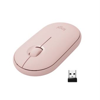 Logitech Pebble M350 - Maus - optisch - 3 Tasten - kabellos - 2.4 GHz, Bluetooth - kabelloser Empfänger (USB) - rosé - 1